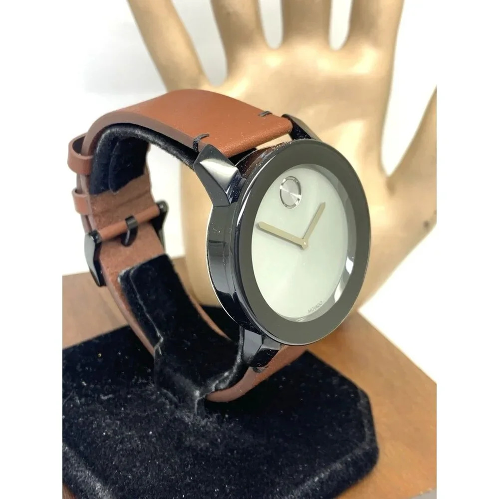 Movado Men's Watch 3600442 Bold Swiss Quartz Gray Dial 42mm Brown Leather Strap